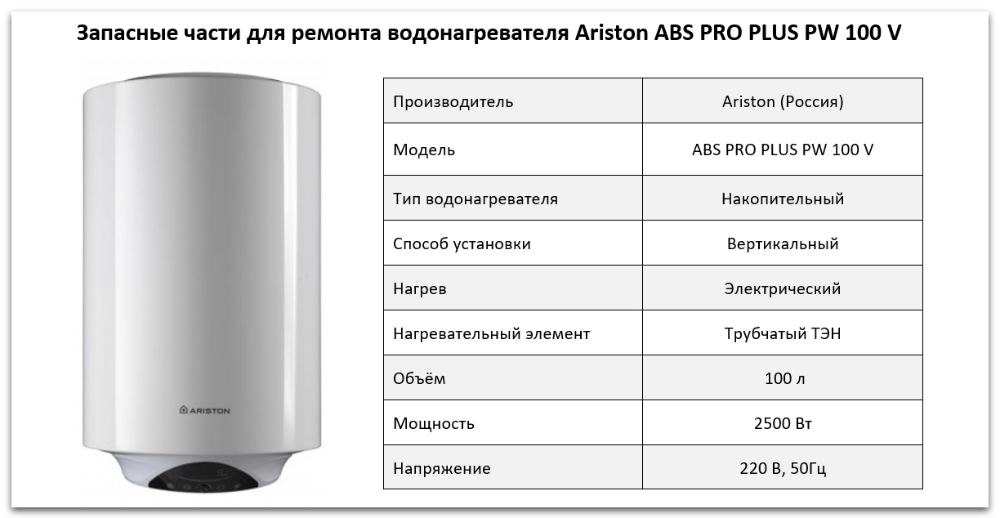 Купить запчасти Ariston ABS PRO PLUS PW 100 V в Ижевске