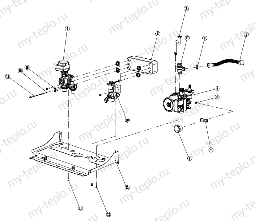 Запчасти для Navien HEATATMO NGB150 16A: схема Запчасти Navien HEATATMO NGB150 16A купить в Ижевске