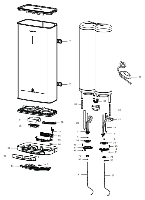 Запчасти Ariston VELIS LUX INOX POWER ABSE WIFI 100 купить в Ижевске