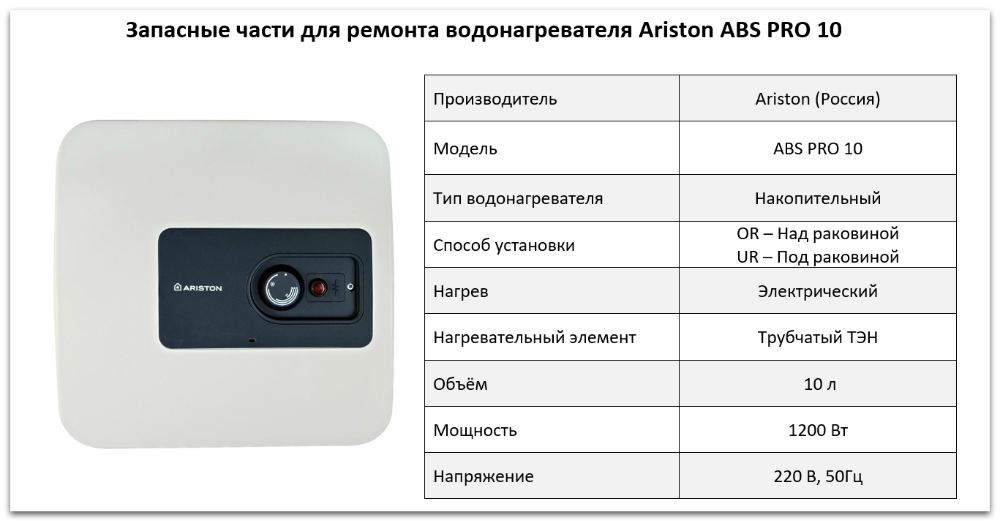 Купить запчасти Ariston ABS PRO 10 в Ижевске